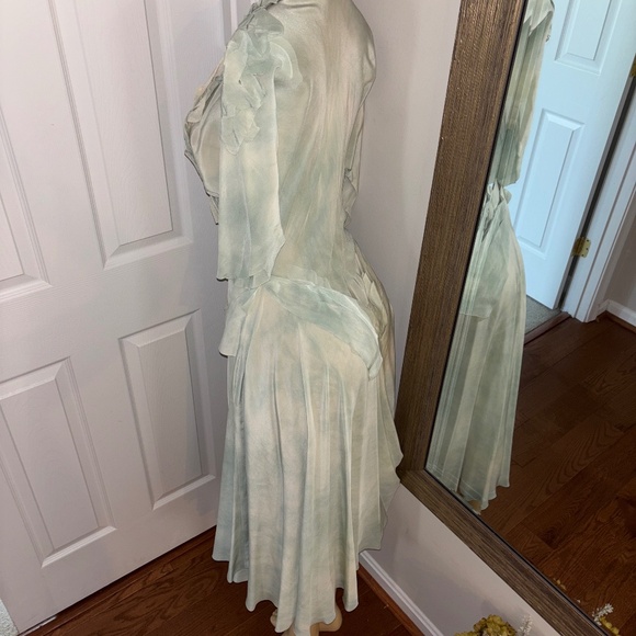 Women’s Vintage Garden Lawn Dress Silk Georgette ? Ruffles Midi Medium - Picture 4 of 8